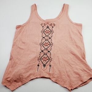 Cato  Women's Top Size Large Sleeveless with embroidered Handkerchief hem Cotton